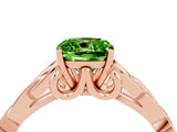 Rose gold Cushion Cut Peridot Solitaire Celtic Knot Ring with Four-Prong Setting_16
