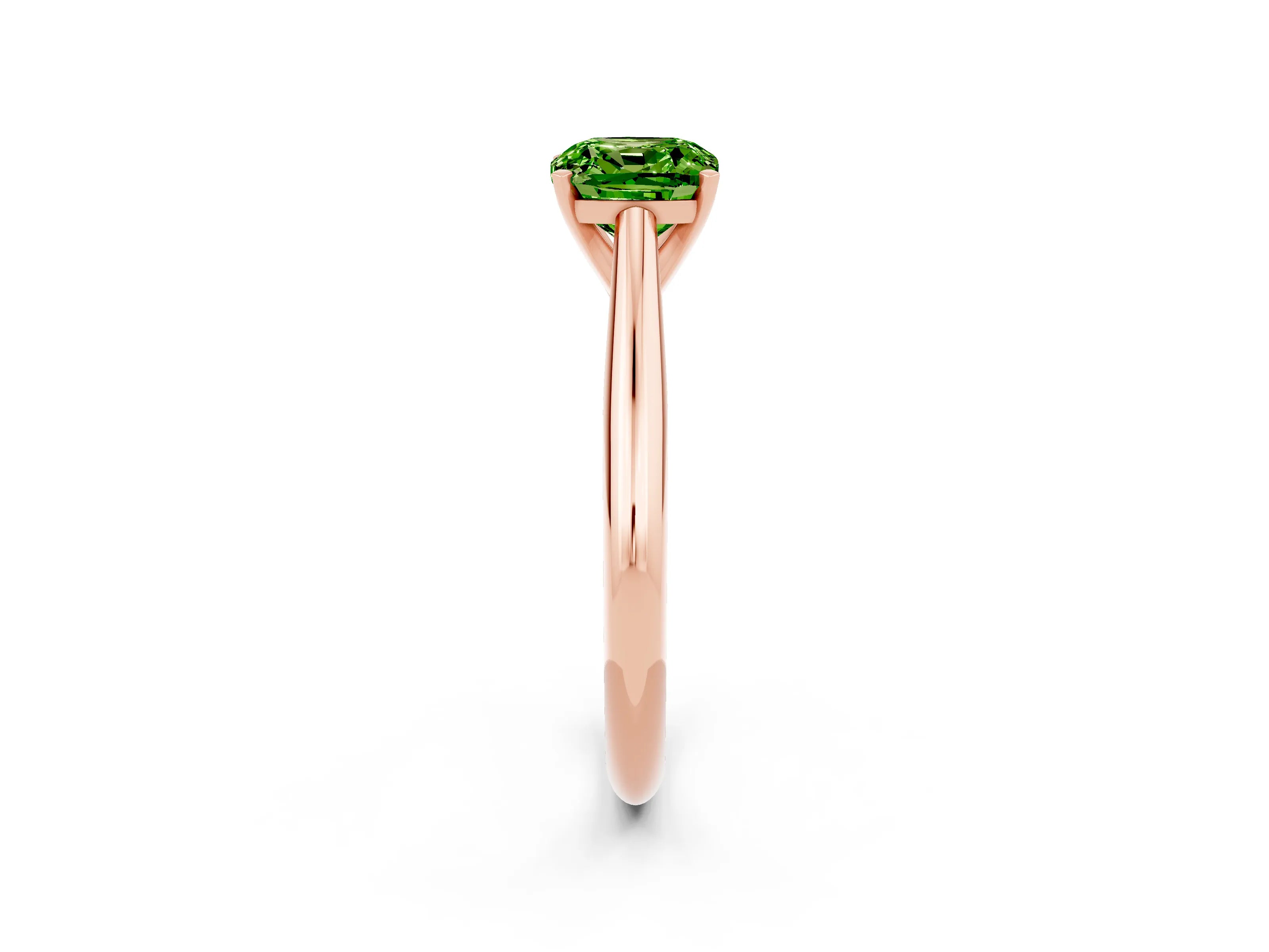 Rose gold Cushion Cut Peridot Solitaire Engagement Ring with Cathedral Setting and Four-Prong Mount_14