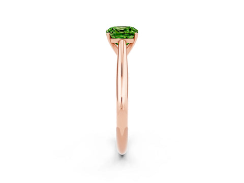Rose gold Cushion Cut Peridot Solitaire Engagement Ring with Cathedral Setting and Four-Prong Mount_14