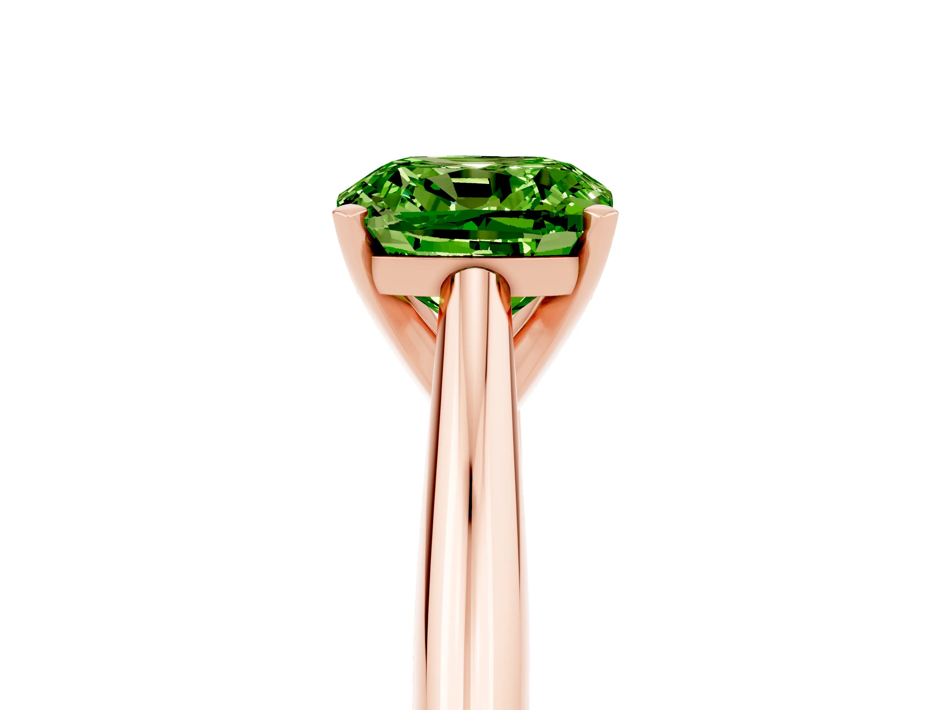 Rose gold Cushion Cut Peridot Solitaire Engagement Ring with Cathedral Setting and Four-Prong Mount_17