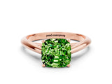 Rose gold Cushion Cut Peridot Solitaire Engagement Ring with Cathedral Setting and Four-Prong Mount_24