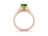 Rose gold Cushion Cut Peridot Solitaire Engagement Ring with Cathedral Setting and Four-Prong Mount_27