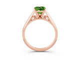 Rose gold Cushion Cut Peridot Solitaire Engagement Ring with Cathedral Setting and Four-Prong Mount_33