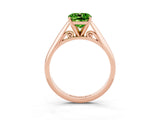 Rose gold Cushion Cut Peridot Solitaire Engagement Ring with Cathedral Setting and Four-Prong Mount_69