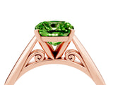 Rose gold Cushion Cut Peridot Solitaire Engagement Ring with Cathedral Setting and Four-Prong Mount_70