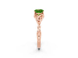 Rose gold Cushion Cut Peridot Solitaire Engagement Ring with Celtic Knot Band and Four-Prong Setting_2