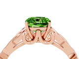 Rose gold Cushion Cut Peridot Solitaire Engagement Ring with Celtic Knot Band and Four-Prong Setting_4