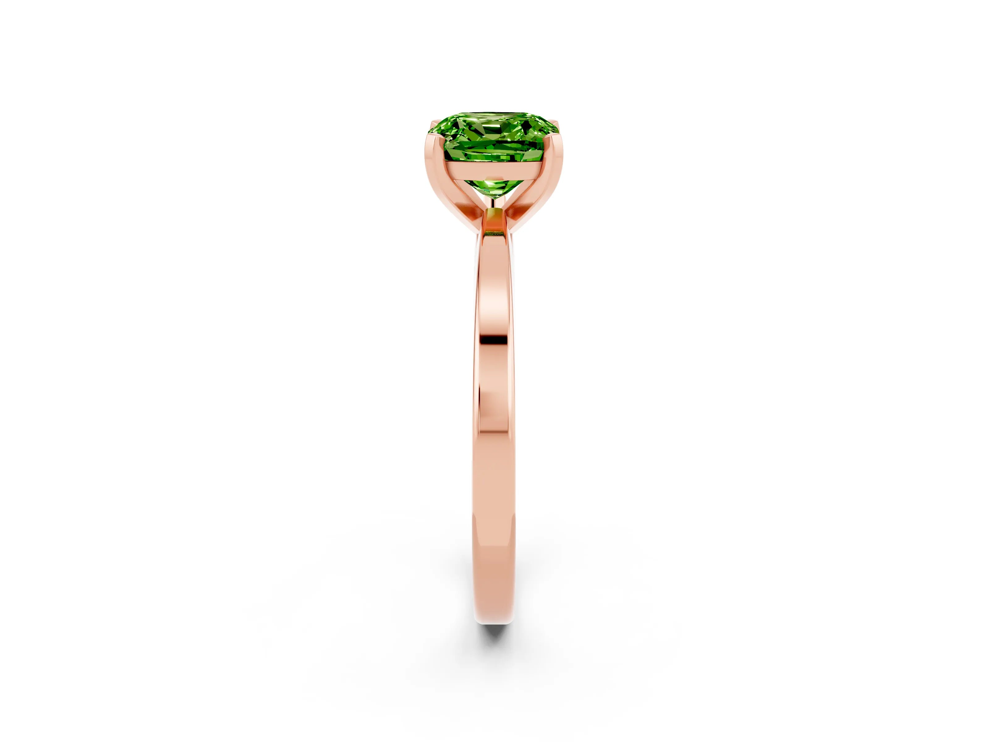 Rose gold Cushion Cut Peridot Solitaire Engagement Ring with Classic Band and Four-Prong Setting_26