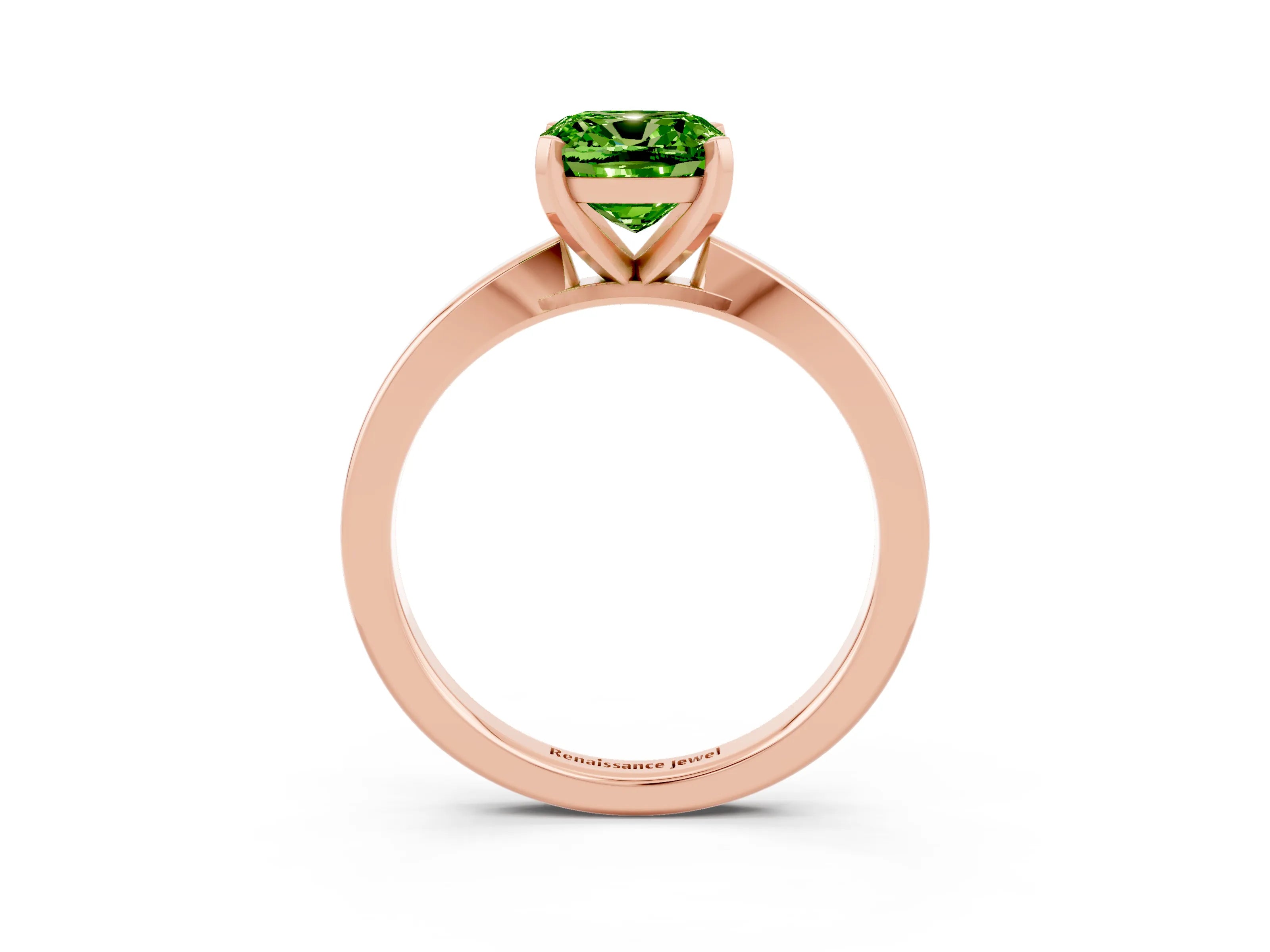 Rose gold Cushion Cut Peridot Solitaire Engagement Ring with Classic Band and Four-Prong Setting_27