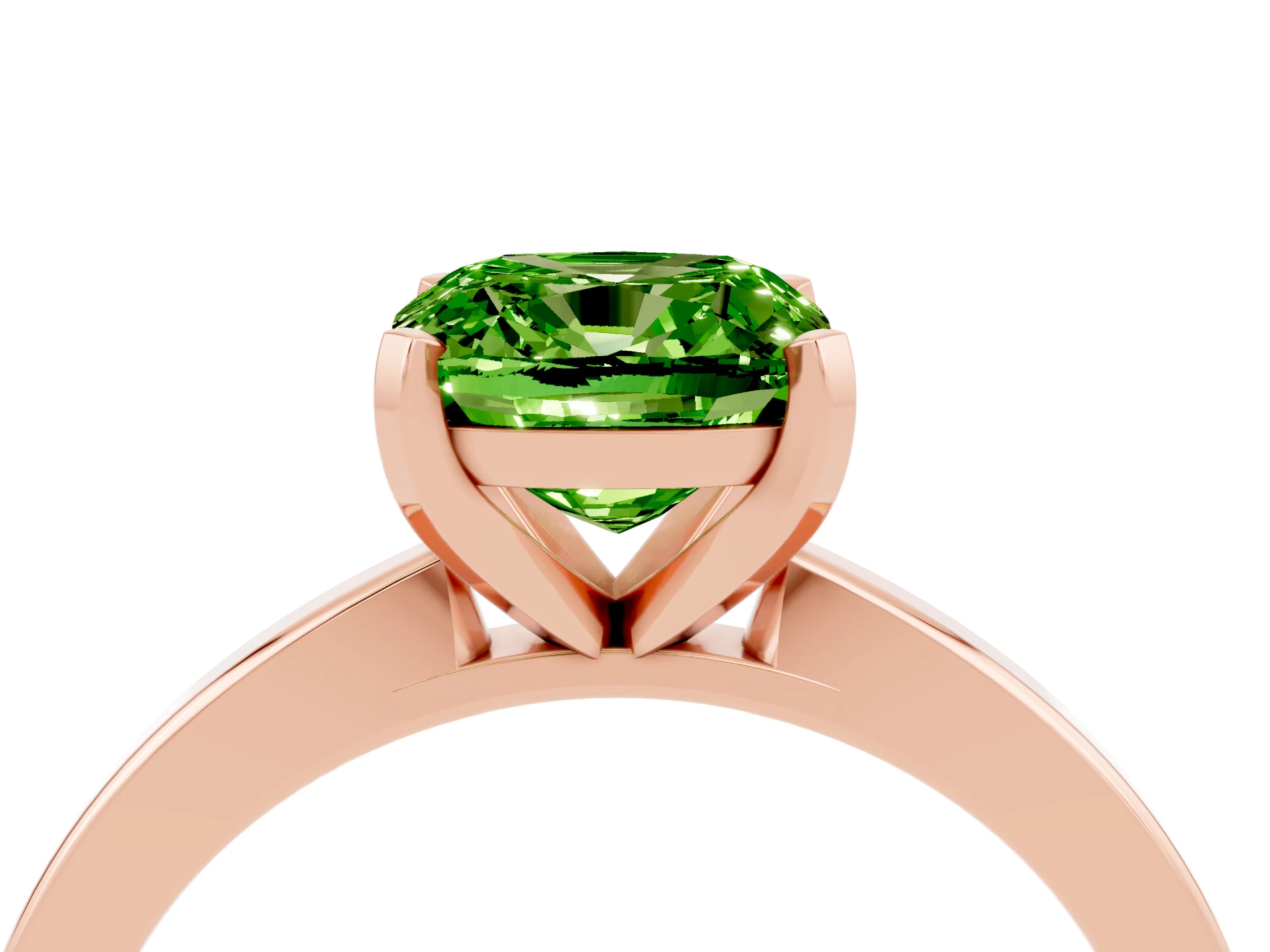 Rose gold Cushion Cut Peridot Solitaire Engagement Ring with Classic Band and Four-Prong Setting_28