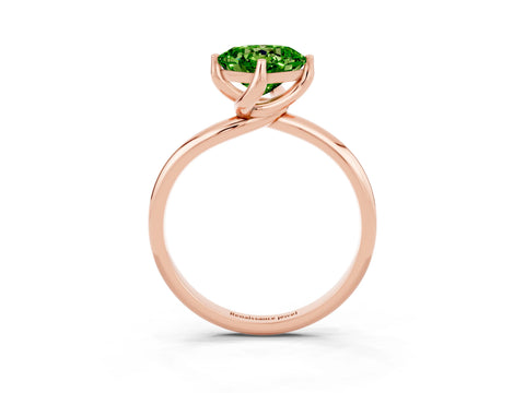Rose gold Cushion Cut Peridot Solitaire Engagement Ring with Four-Prong Setting and Classic Band_15