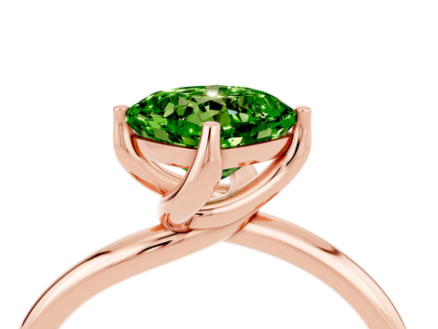 Rose gold Cushion Cut Peridot Solitaire Engagement Ring with Four-Prong Setting and Classic Band_16
