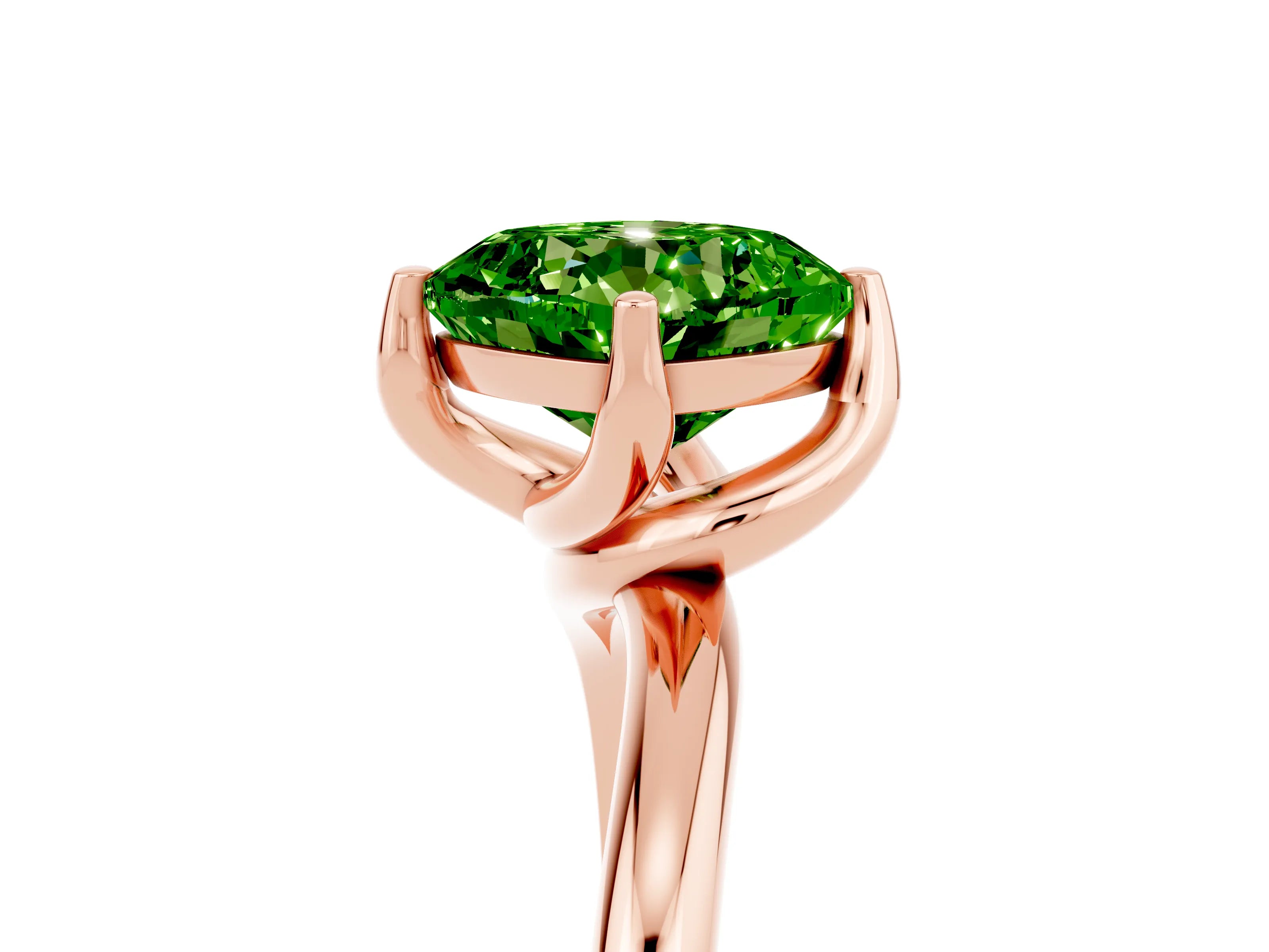 Rose gold Cushion Cut Peridot Solitaire Engagement Ring with Four-Prong Setting and Classic Band_17