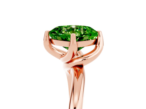 Rose gold Cushion Cut Peridot Solitaire Engagement Ring with Four-Prong Setting and Classic Band_17