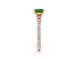 Rose gold Cushion Cut Peridot Solitaire Engagement Ring with Pavé Band and Four-Prong Setting_2