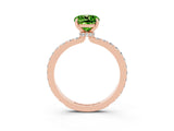 Rose gold Cushion Cut Peridot Solitaire Engagement Ring with Pavé Band and Four-Prong Setting_3