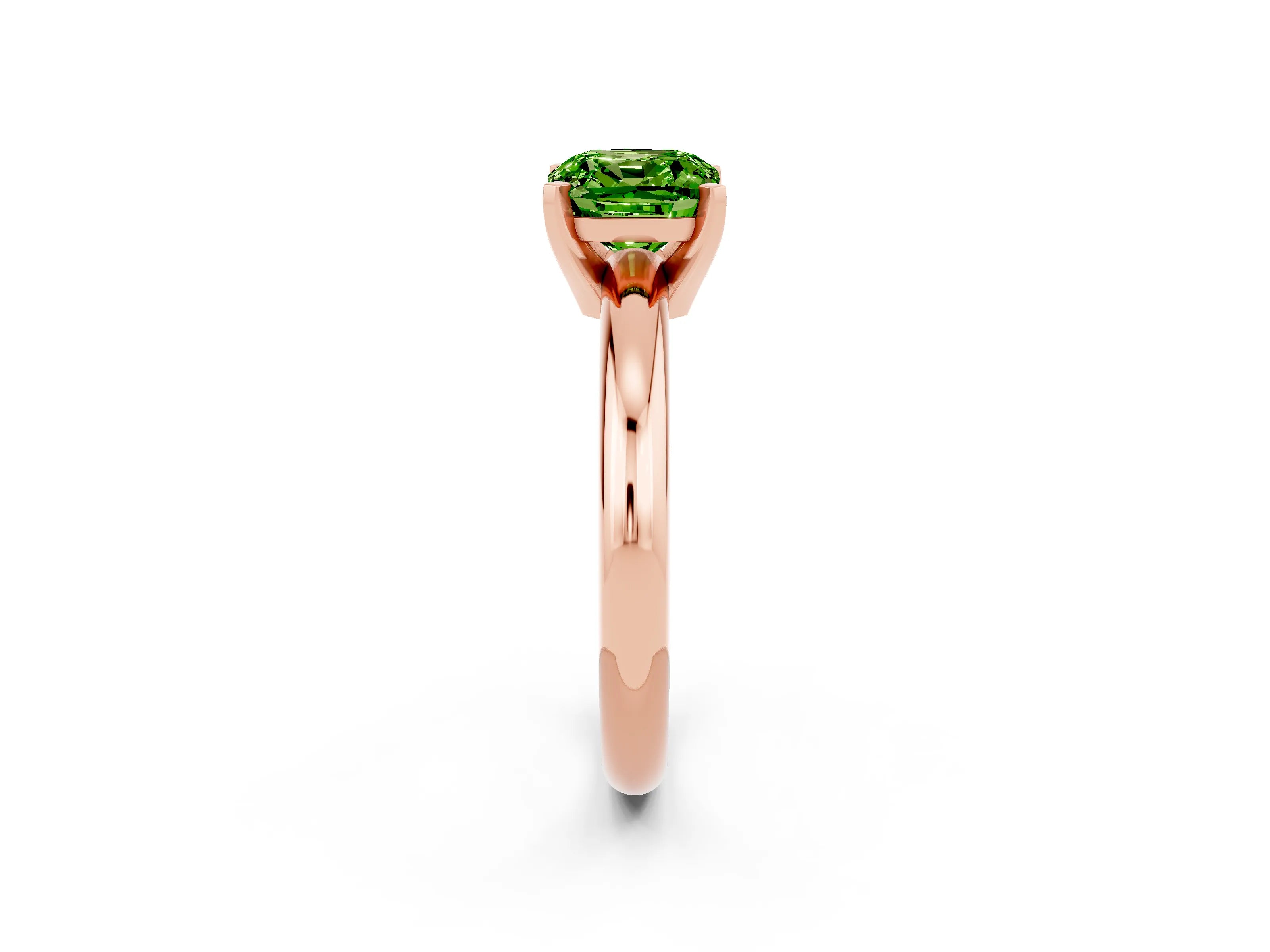 Rose gold Cushion Cut Peridot Solitaire Engagement Ring with Round Band and Four-Prong Setting_2