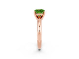 Rose gold Cushion Cut Peridot Solitaire Engagement Ring with Round Band and Four-Prong Setting_2