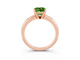 Rose gold Cushion Cut Peridot Solitaire Engagement Ring with Round Band and Four-Prong Setting_3