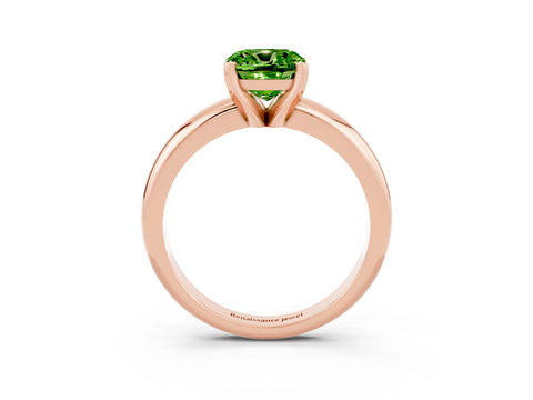 Rose gold Cushion Cut Peridot Solitaire Engagement Ring with Round Band and Four-Prong Setting_3