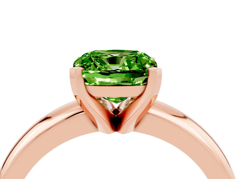 Rose gold Cushion Cut Peridot Solitaire Engagement Ring with Round Band and Four-Prong Setting_4