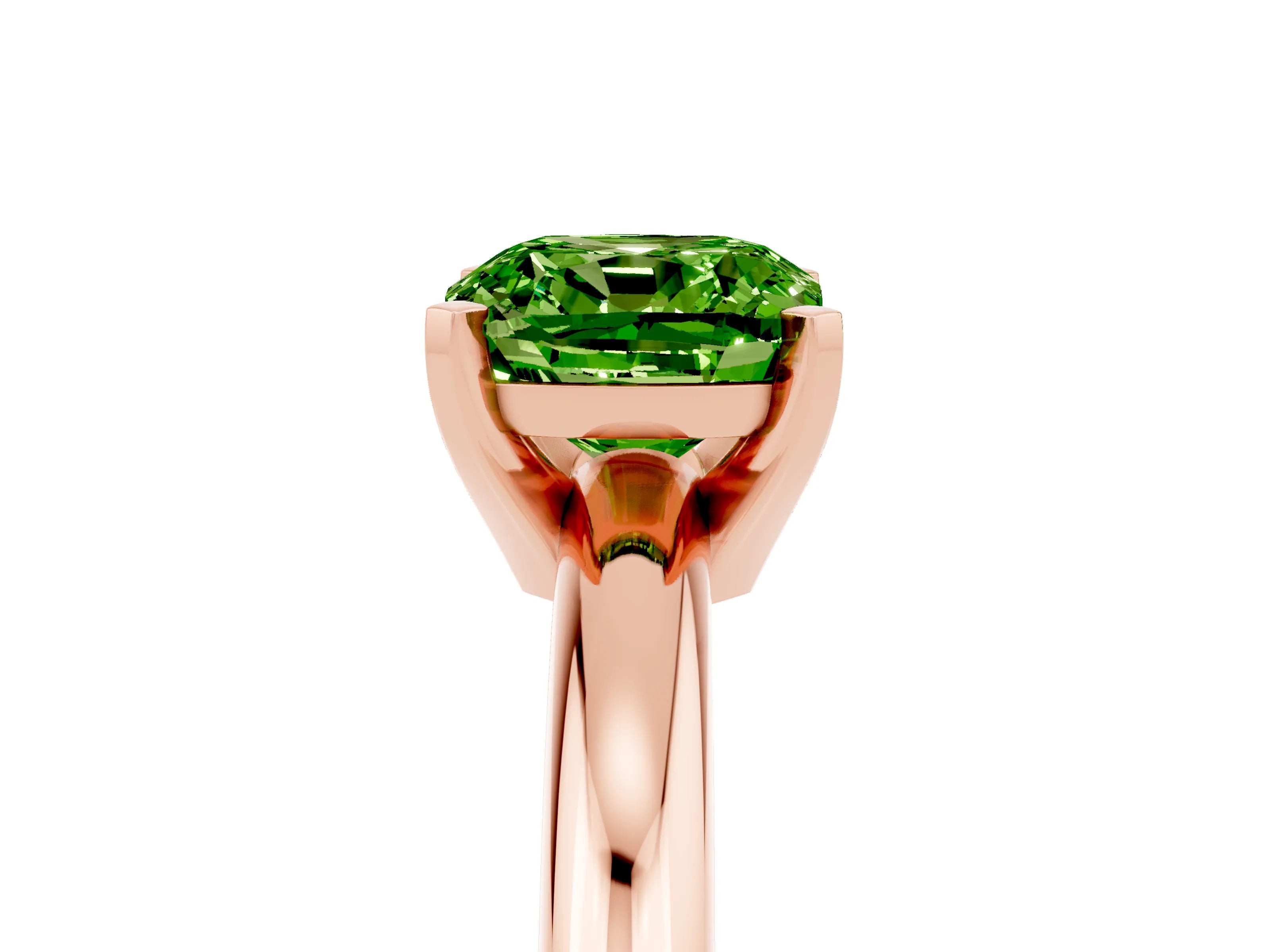 Rose gold Cushion Cut Peridot Solitaire Engagement Ring with Round Band and Four-Prong Setting_5