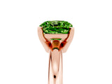 Rose gold Cushion Cut Peridot Solitaire Engagement Ring with Round Band and Four-Prong Setting_5