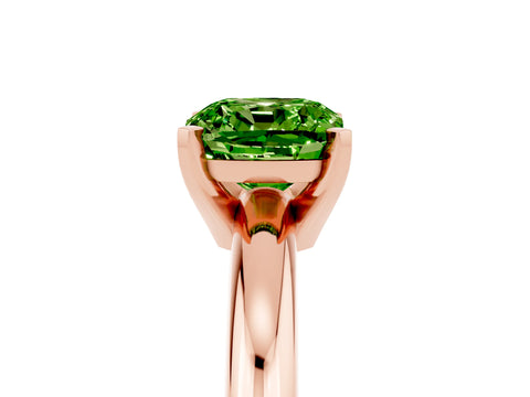Rose gold Cushion Cut Peridot Solitaire Engagement Ring with Round Band and Four-Prong Setting_5