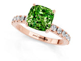 Rose gold Cushion Cut Peridot Solitaire Pavé Band with Four-Prong Setting_1