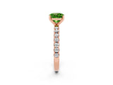 Rose gold Cushion Cut Peridot Solitaire Pavé Band with Four-Prong Setting_2
