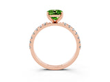 Rose gold Cushion Cut Peridot Solitaire Pavé Band with Four-Prong Setting_3