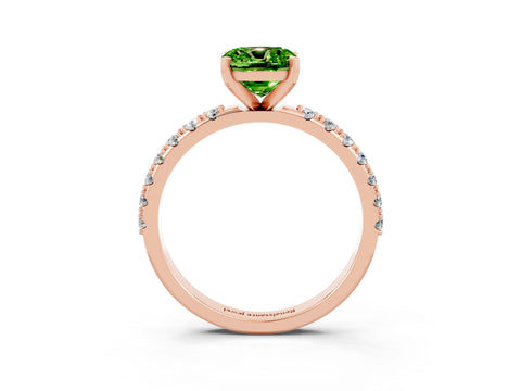 Rose gold Cushion Cut Peridot Solitaire Pavé Band with Four-Prong Setting_3