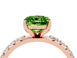 Rose gold Cushion Cut Peridot Solitaire Pavé Band with Four-Prong Setting_4