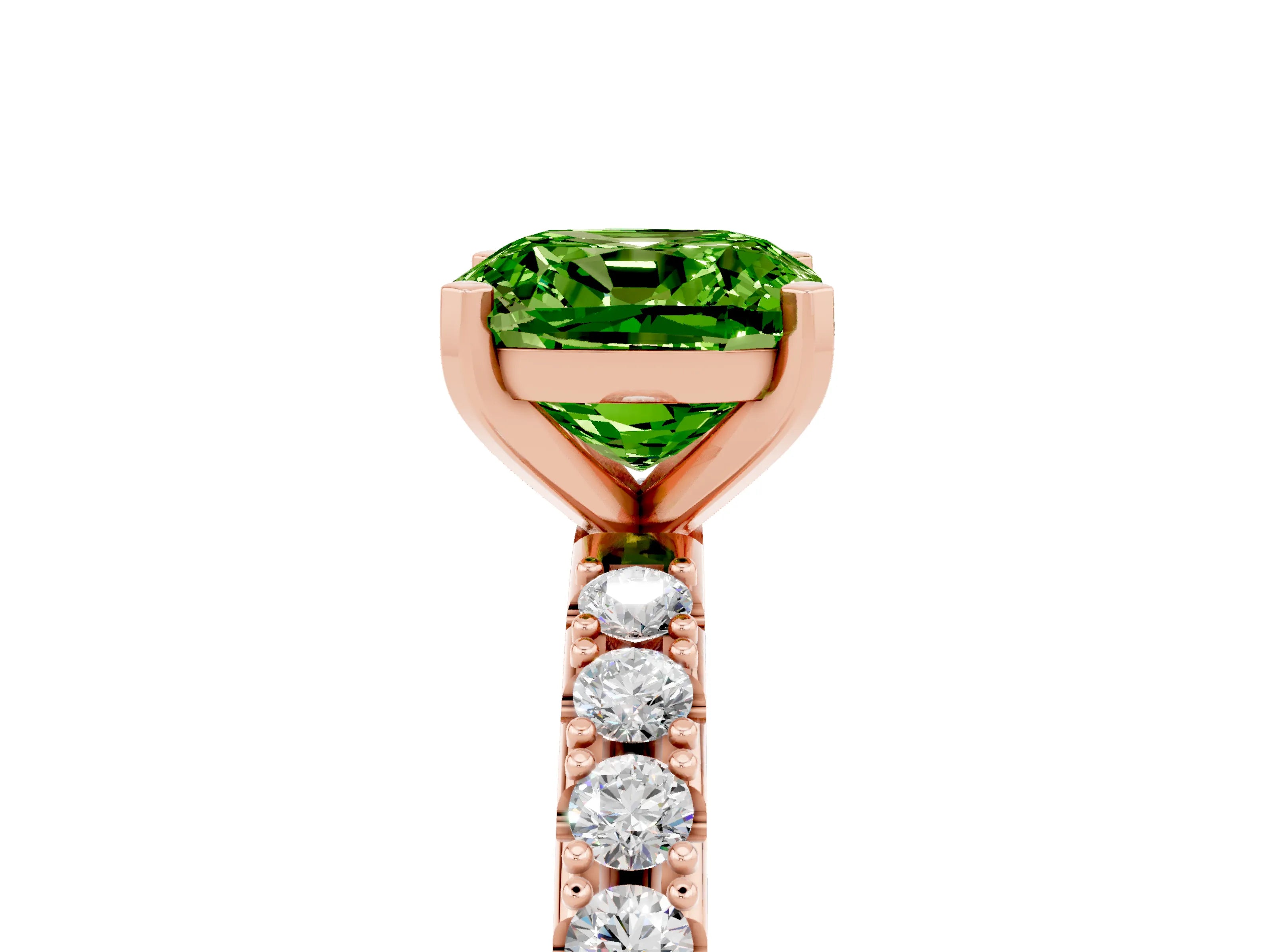 Rose gold Cushion Cut Peridot Solitaire Pavé Band with Four-Prong Setting_5