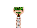 Rose gold Cushion Cut Peridot Solitaire Pavé Band with Four-Prong Setting_5