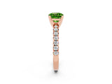 Rose gold Cushion Cut Peridot Solitaire Pavé Engagement Ring with Round Band and Prong Setting_14