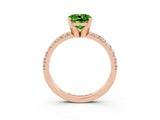 Rose gold Cushion Cut Peridot Solitaire Pavé Engagement Ring with Round Band and Prong Setting_15