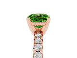 Rose gold Cushion Cut Peridot Solitaire Pavé Engagement Ring with Round Band and Prong Setting_17