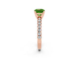 Rose gold Cushion Cut Peridot Solitaire Pavé Engagement Ring with Round Band and Prong Setting_80