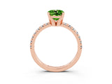 Rose gold Cushion Cut Peridot Solitaire Pavé Engagement Ring with Round Band and Prong Setting_81
