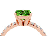 Rose gold Cushion Cut Peridot Solitaire Pavé Engagement Ring with Round Band and Prong Setting_82