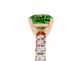 Rose gold Cushion Cut Peridot Solitaire Pavé Engagement Ring with Round Band and Prong Setting_83