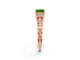 Rose gold Cushion Cut Peridot Solitaire Ring with Filigree Band and Four-Prong Setting_26