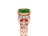 Rose gold Cushion Cut Peridot Solitaire Ring with Filigree Band and Four-Prong Setting_29