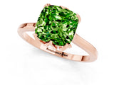 Rose gold Cushion Cut Peridot Solitaire Ring with Flower Prong Setting and Classic Band_13