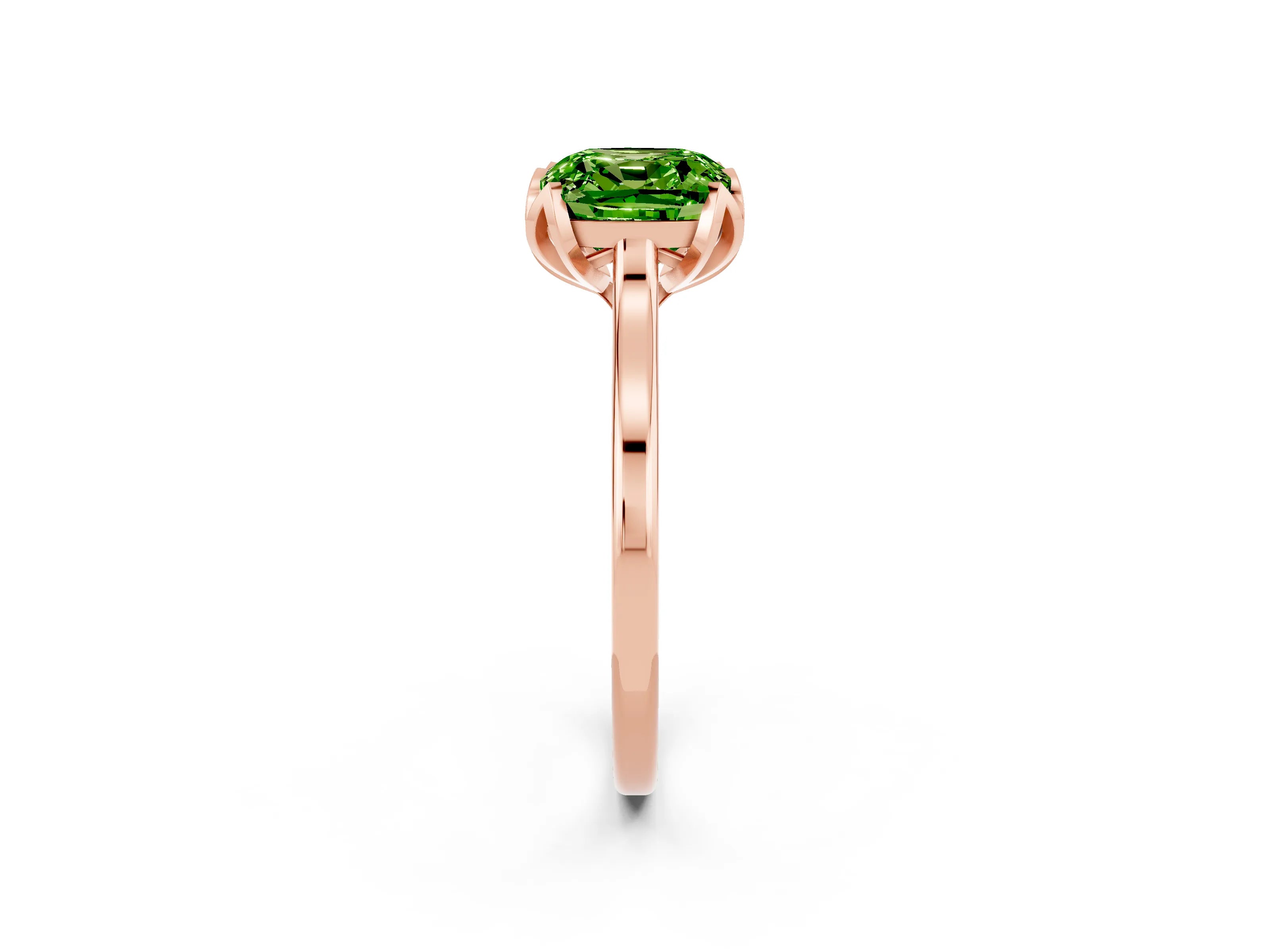 Rose gold Cushion Cut Peridot Solitaire Ring with Flower Prong Setting and Classic Band_14