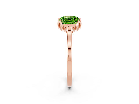 Rose gold Cushion Cut Peridot Solitaire Ring with Flower Prong Setting and Classic Band_14