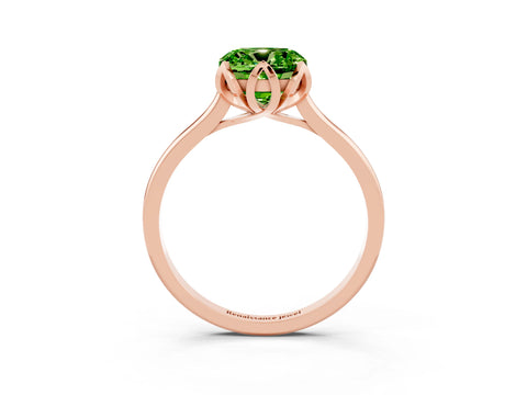 Rose gold Cushion Cut Peridot Solitaire Ring with Flower Prong Setting and Classic Band_15