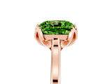 Rose gold Cushion Cut Peridot Solitaire Ring with Flower Prong Setting and Classic Band_17
