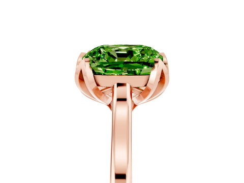 Rose gold Cushion Cut Peridot Solitaire Ring with Flower Prong Setting and Classic Band_17
